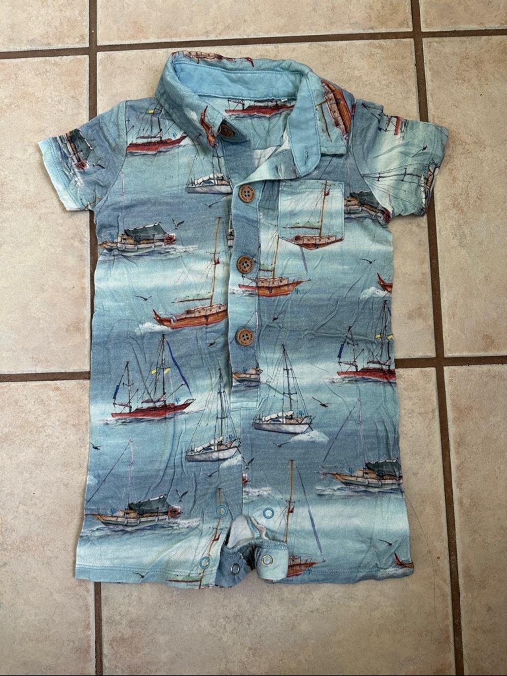 Posh Peanut Sailboat Collared Romper